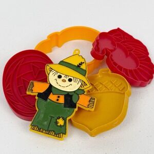 Vintage Plastic Fall Cookie Cutters Lot – Scarecrow, Pumpkin, Turkey, Acorn